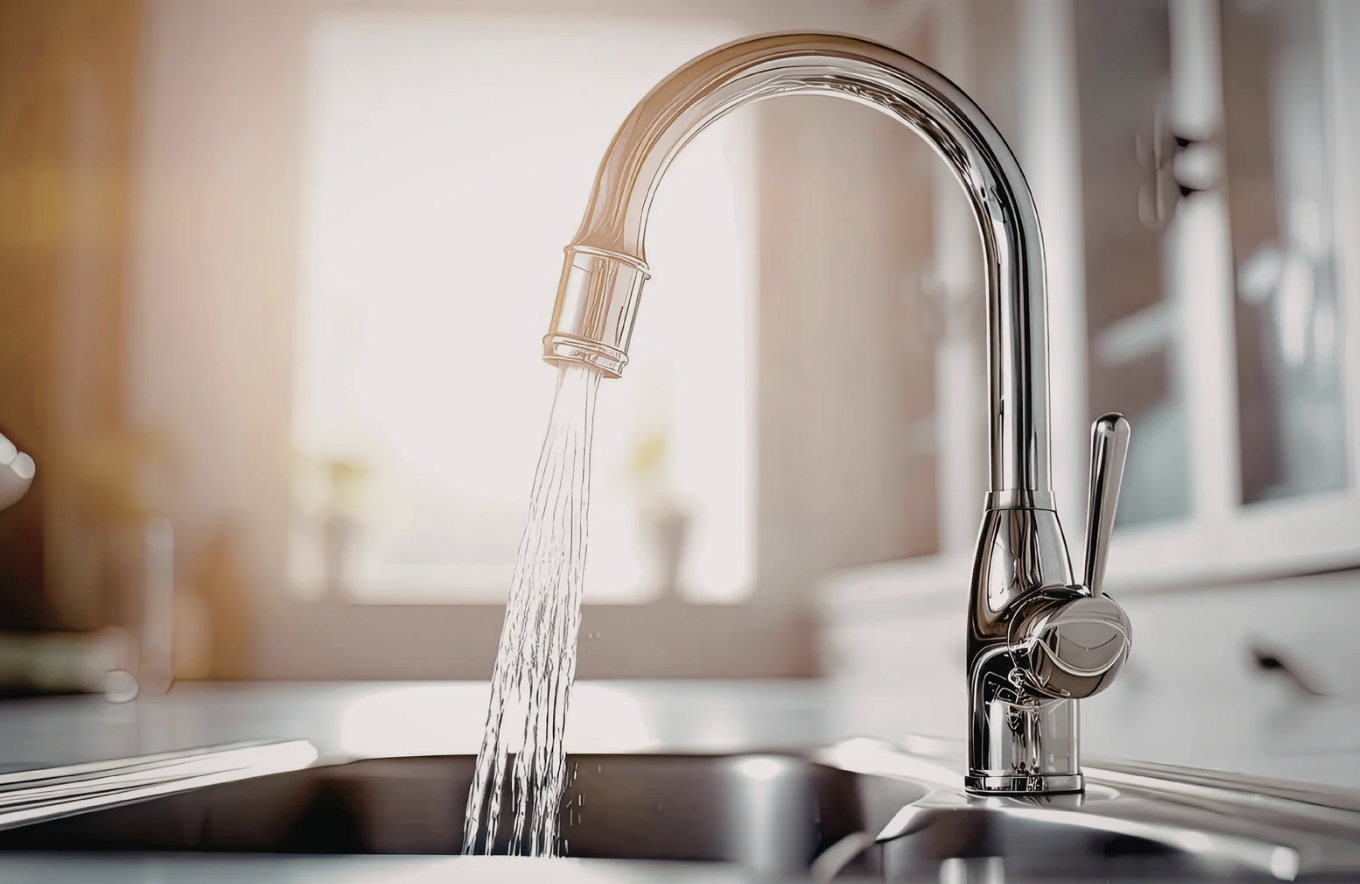 water coming out of faucet